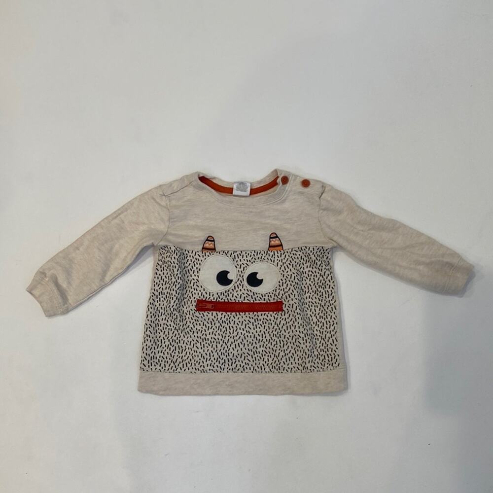 Starting Out Toddler Monster Pullover Sweatshirt Zipper Mouth EUC Sz24 Mo Cotton